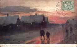 CPA Fantaisie Soir d'hiver dans la lande 