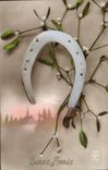 CPA Fantaisie Fleurs Fer a cheval