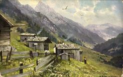 CPA Fantaisie paysage de montagne 