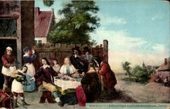 CPA Fantaisie Musee du Louvre L'enfant prodige a table avec des courtisanes Teniers 