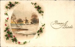 CPA Fantaisie Bonne Annee Moulin 