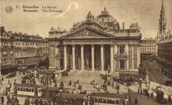 CPA Brussels the Stock Exchange Trams