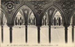 CPA Mont Saint Michel the Cloister Detail of the Sculptures