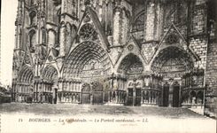 CPA Bourges la catedral la puerta occidental