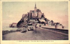CPA Mount St Michel Seen from of the Dam by Spring tide