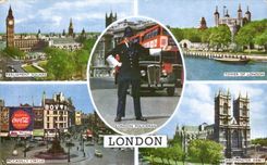 CPA London Police officers Parliament Public garden Tower off London Piccadilly Circus