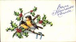 CPA Bonne Heureuse Annee oiseaux