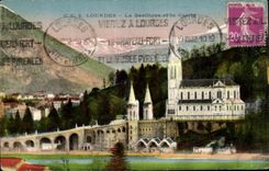 CPA Lourdes the Basilica and the Cave