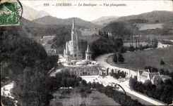 CPA Lourdes the View from above Basilica