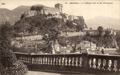 CPA Lourdes the Castle Fort and Mountains