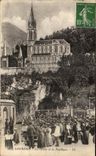 CPA Lourdes the Cave and the Basilica