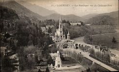 CPA Lourdes the Basilica seen of the Castle Fort