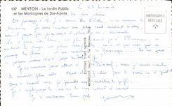 CPA Menton the Park and Mountains of co Agnes