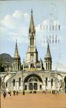 CPA Lourdes Frontage of the Basilica with Crown and Cross