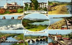 CPA Souvenir Of Hendaye Free Spanish Border