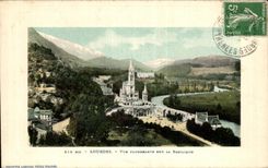 CPA Lourdes View from above on the Basilica