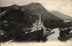 CPA Lourdes the Basilica and Gave