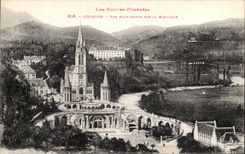 CPA Lourdes View from above on the Basilica