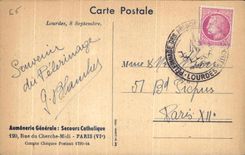 CPA Lourdes Captive and off-set Pilgrimage