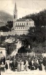 CPA Lourdes the Cave and the Basilica