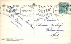 CPA Menton View through the Olive-trees