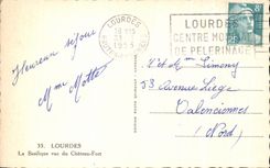 CPA Lourdes the Basilica seen of the Castle Fort