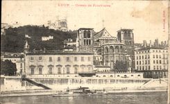 CPA Lyon Slope De Fourvieres Barge Boat