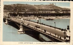 Artistic CPA Lyon the Bridge Gallieni and Quai Gailleton