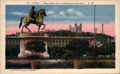 CPA Lyon Places Bellecour and Coteau of Fourviere