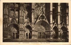 CPA Bourges las puertas de la catedral cinco