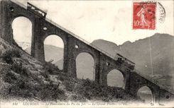 CPA Lourdes the Funicular of the Peak Jer the Large Viaduct
