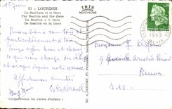 CPSM Lourdes the basilica and Gave