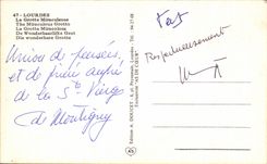 MODERN CARD Lourdes the Miraculous Cave