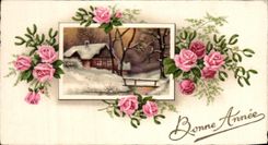 CPA Bonne Annee Fleurs 