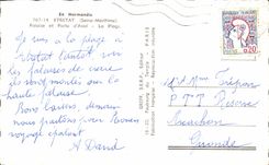 CPA In Normandy Etretat Cliff and Porte of Downstream the beach