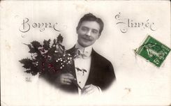 CPA Bonne Annee Homme 