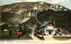 CPA Lourdes Funicular Railroad of the Peak of Jer