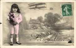 Plano del nino de la Feliz Ano Nuevo de CPA