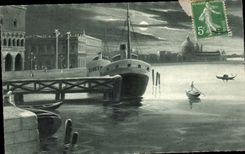 CPA Venice Boat with the port