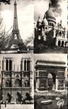 CPA Paris And its Wonders the Eiffel tower Crowns Notre Dame Heart