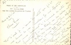 CPA Paris Et ses Merveilles La toudr Eiffel Vue des Jardins du Palais Chaillot