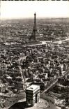 CPA Paris Seen air Arc de Triomphe of Etoile and the Eiffel Tower