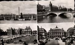 CPA Paris And Its Wonders the place of the Harmony the Caretaker's lodge the palate of Luxembourg and the place of Opera