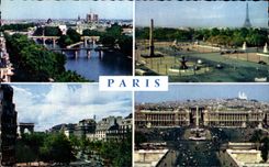 CPA Paris the Seine and the Bridges Agrees and the Tower Eiffel Champs Elysees Places Harmony