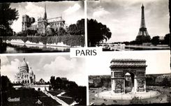 CPA Paris Our Lady the Eiffel Tower the Sacring Heart Arc de Triomphe