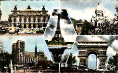 CPA Images of Paris Opera the Sacring Heart the Eiffel Tower Our Lady Arc de Triomphe