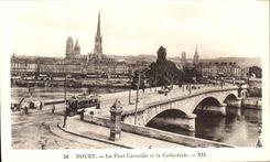 CPA Rouen the Bridge Crow and the Cathedral