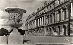 CPA Versailles et Ses Merveilles Le Chateau Facade sur le Parc Au Premier Plan Le Vase de la Paix Par Tuby