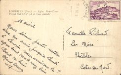 Puerta meridional de Notre Dame de la iglesia de CPA Louviers y torre central