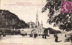 CPA the High Pyrenees Lourdes the Esplanade Slopes And the Basilica